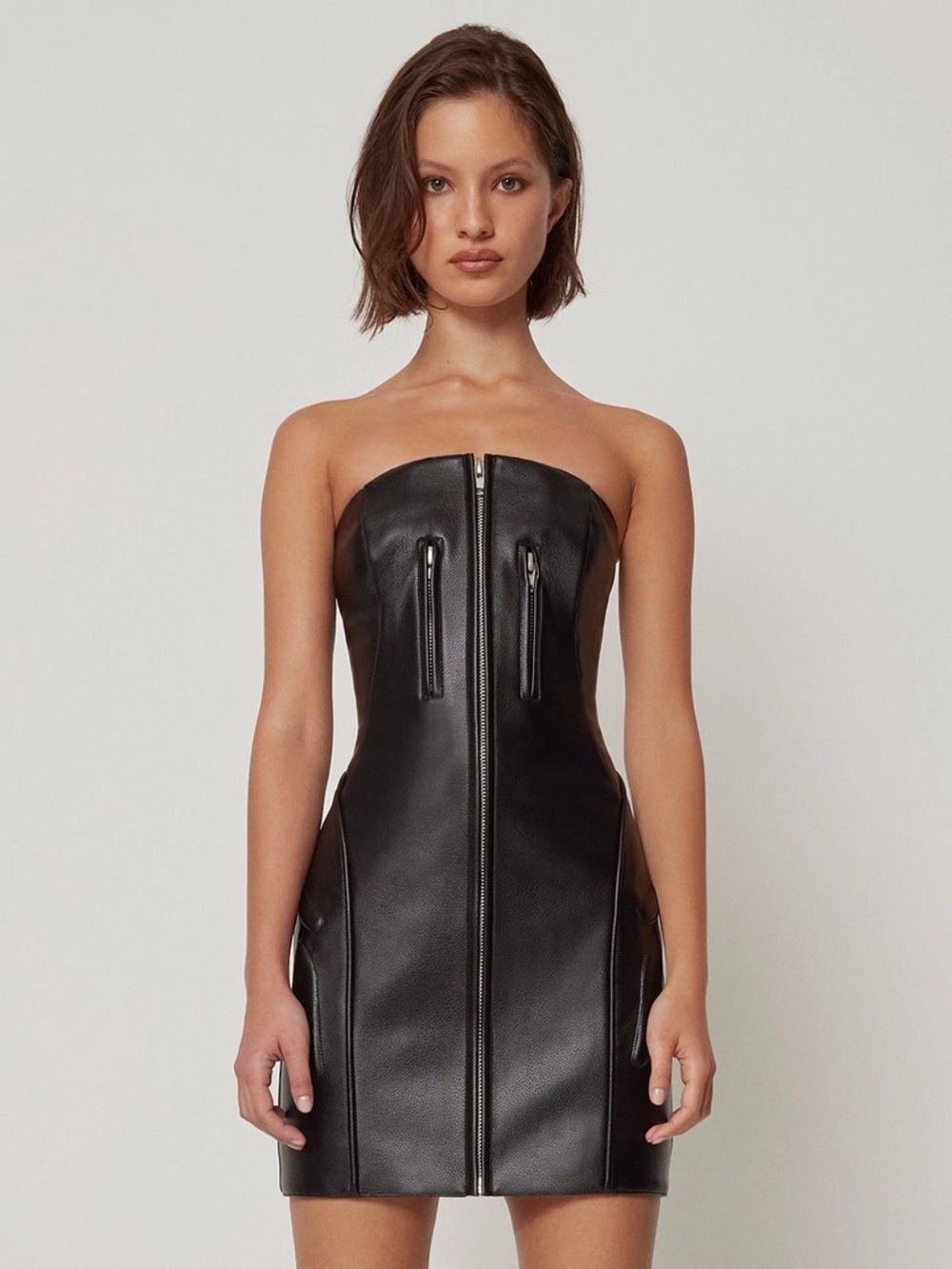 Khy Faux Leather Strapless Mini Dress